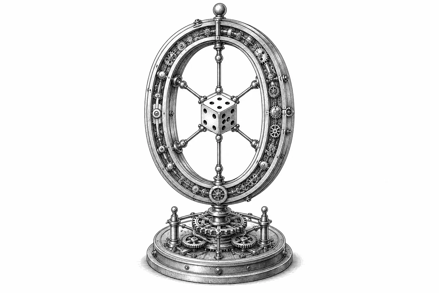 Zero orrery with a balanced die